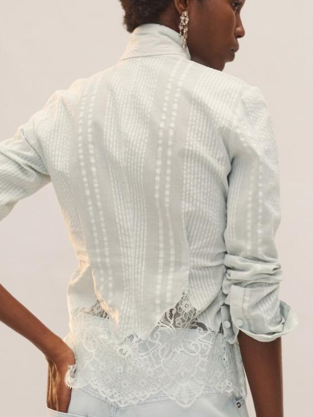 ZARA LIMITED EDITION LACE TIE SHIRT - Picture 4 of 10